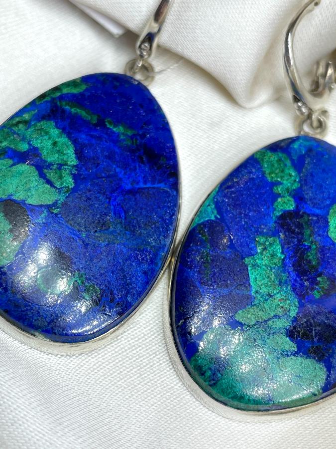 Серьги из серебра с азурмалахитом  U-153, фото 2