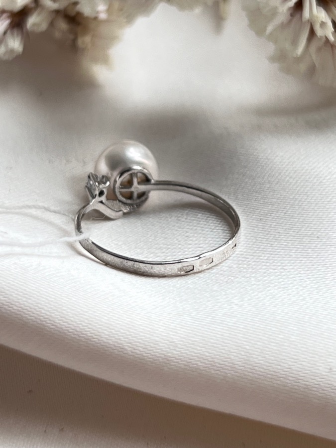 Кольцо из серебра с жемчугом, 17,5 размер 27007S1, фото 4