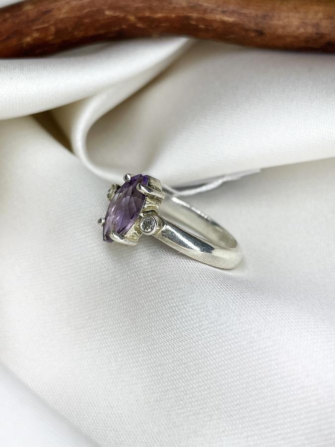 Кольцо из серебра с аметистом,16 размер U-2732, фото 2
