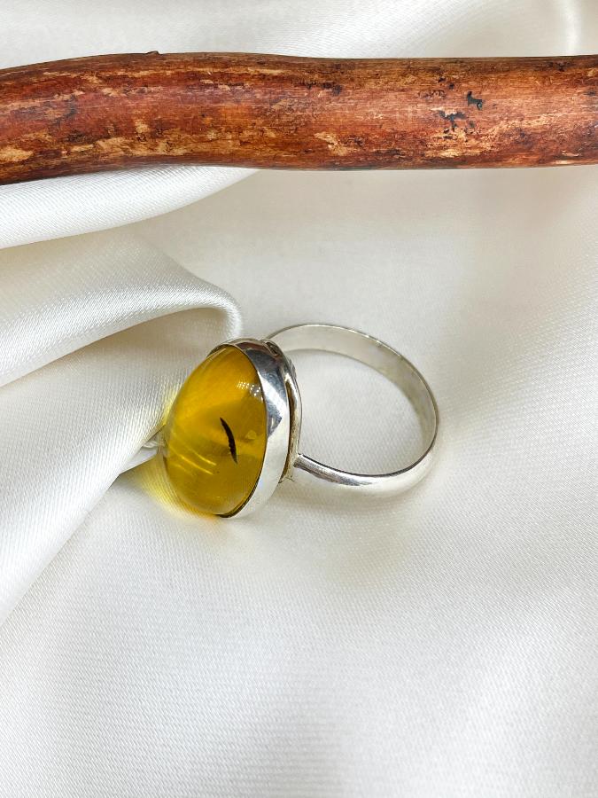 купить Кольцо из серебра с янтарем, 18 размер  , фото 5