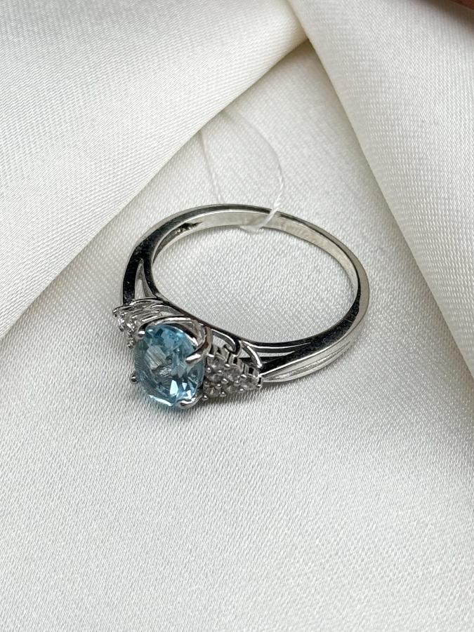 Кольцо из серебра с топазом и фианитом,17,5 размер U-3805, фото 1