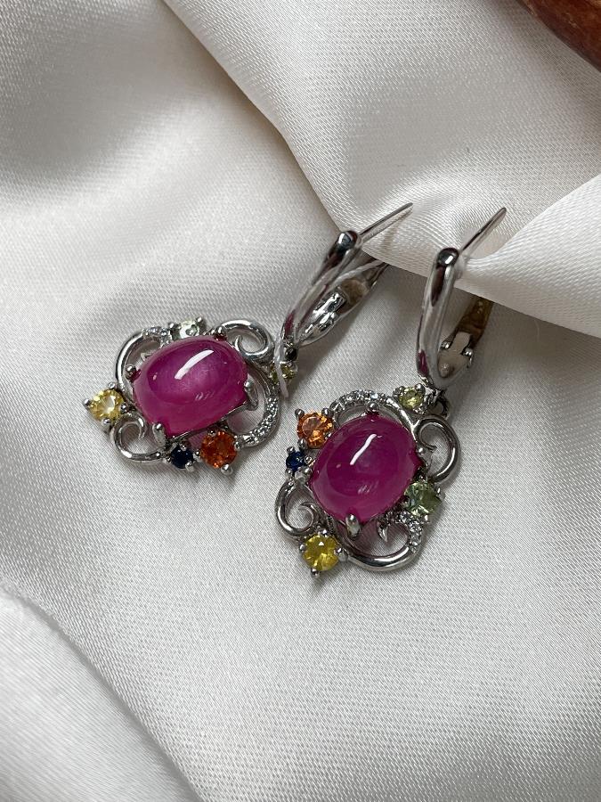 купить Серьги из серебра с рубином (красный корунд)  , фото 3