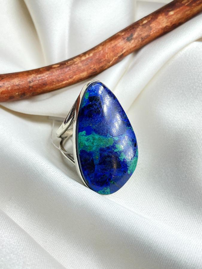 Кольцо из серебра с азурмалахитом,19 размер U-152, фото 4