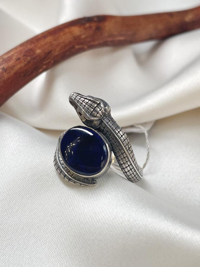 купить Кольцо из серебра с азуритом,17,5 размер  , фото 1