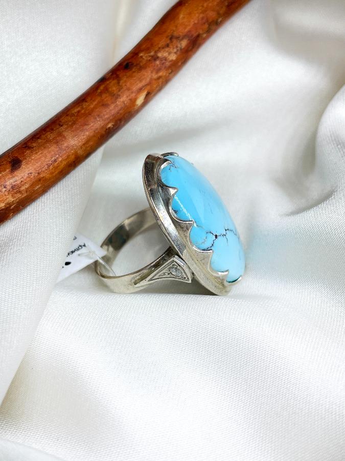 купить Кольцо из серебра с бирюзой, 18 размера , фото 3
