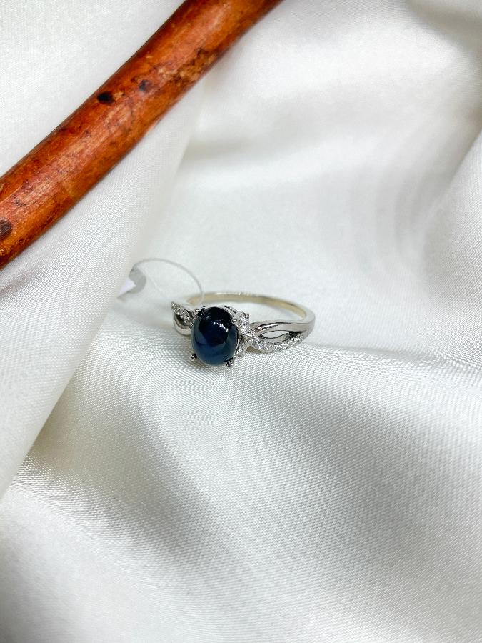 купить Кольцо из серебра с звездчатым сапфиром, 17,5 размер , фото 4