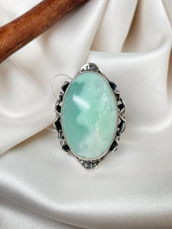купить Кольцо из серебра с хризопразом,18,5 размер  , фото 1