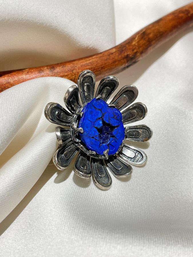 Кольцо из серебра с азуритом, 18 размер U-94, фото 3