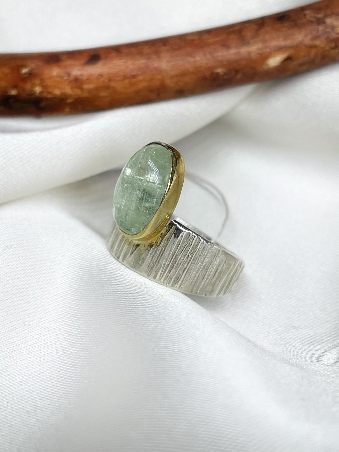 Кольцо из серебра с аквамарином,17 размер U-3177, фото 2