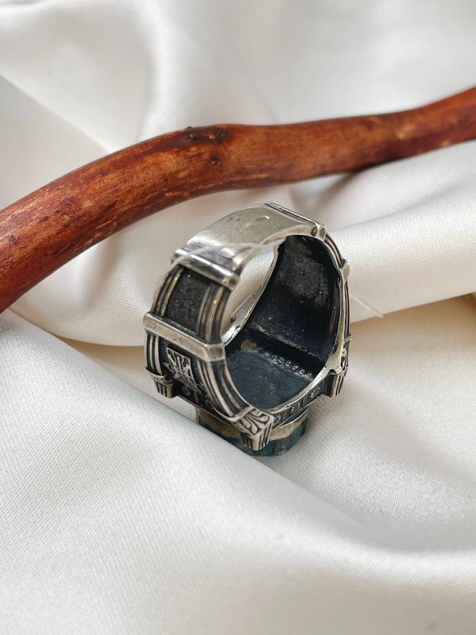 купить Кольцо-печатка из серебра с аквамарином, 20 размер , фото 3