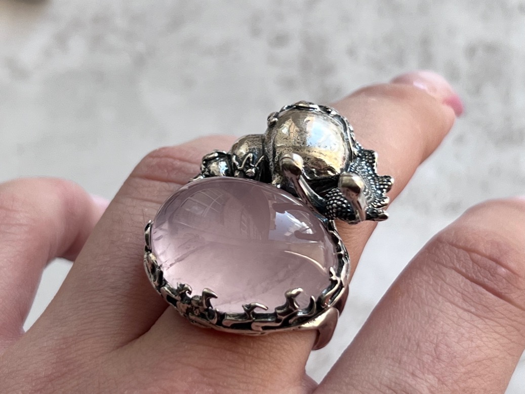 Кольцо в форме улитки с розовым кварцем, 18,5 размер KL-0885, фото 5