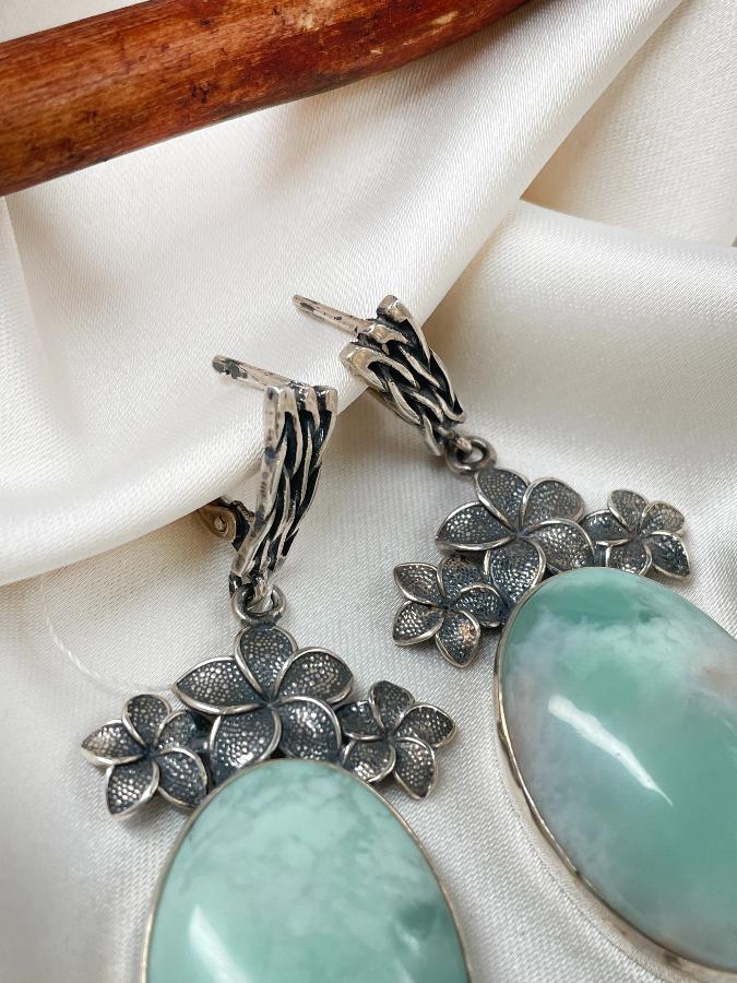 купить Серьги из серебра с хризопразом  , фото 2