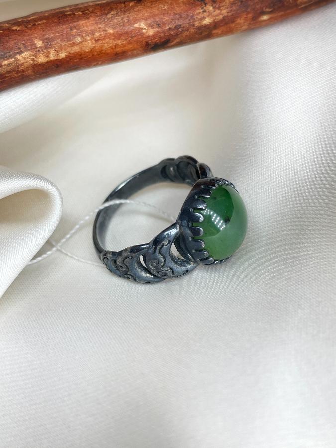 Кольцо из серебра с нефритом, 19 размер  K-208, фото 4
