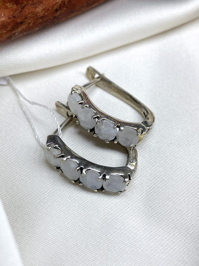 купить Серьги из серебра с лунным камнем  , фото 3