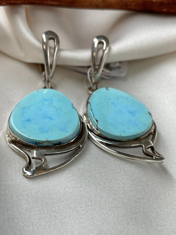 Серьги из серебра с бирюзой   U-264, фото 4