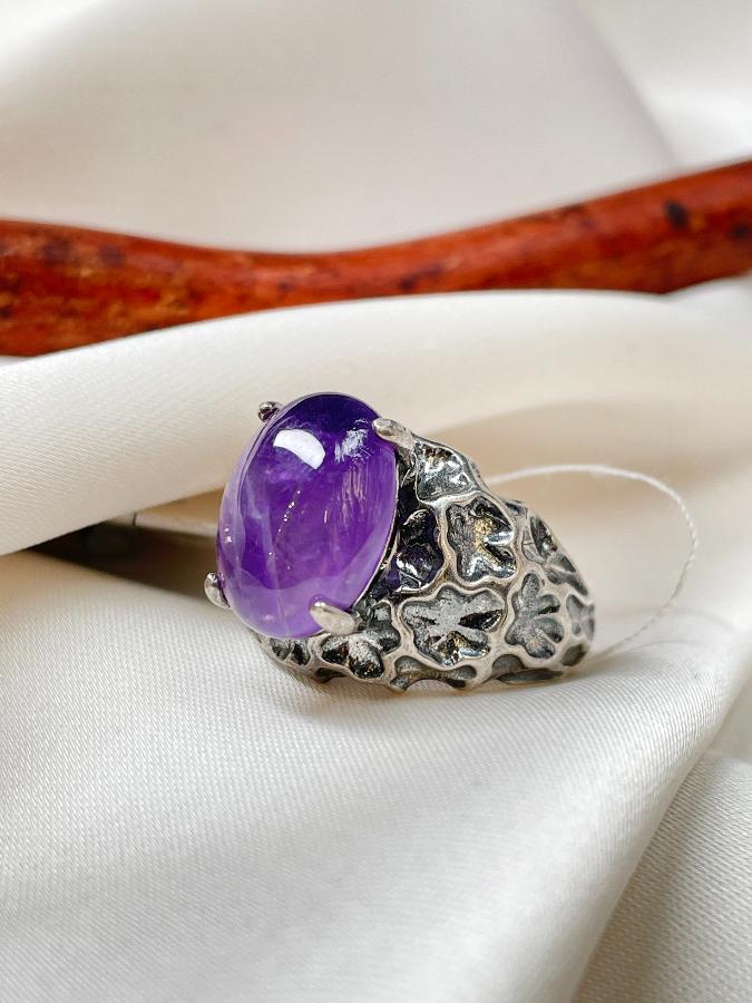 Кольцо из серебра с аметистом, 17,5 размер  KL-1305, фото 3