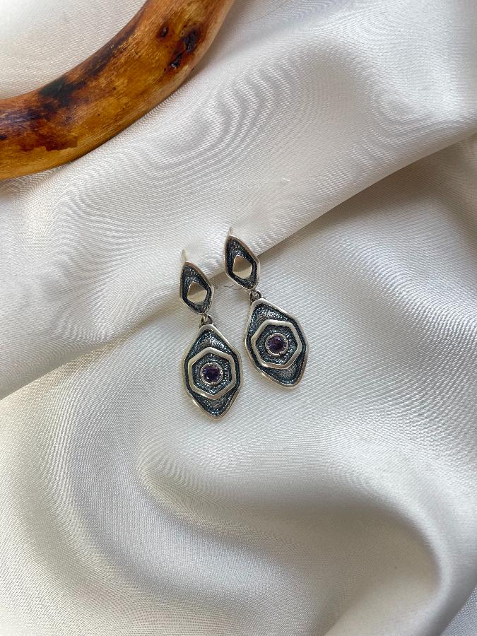 купить Серьги из серебра с аметистом  , фото 2
