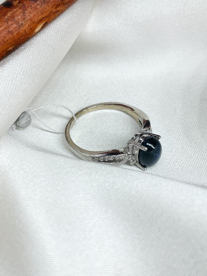 купить Кольцо из серебра с звездчатым сапфиром, 17,5 размер , фото 3