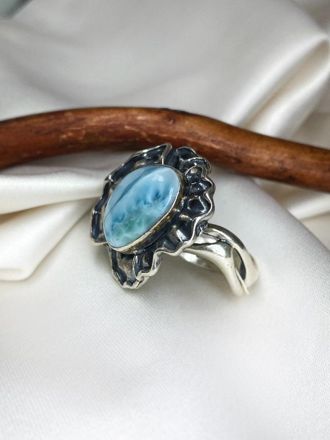 купить Кольцо из серебра с ларимаром,18,5 размер  , фото 2