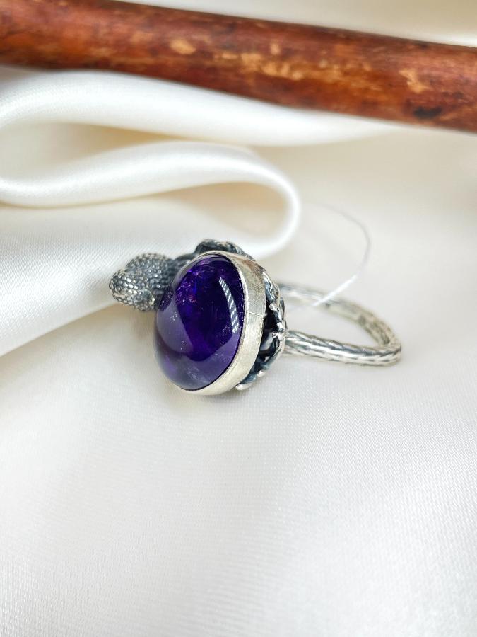 Кольцо из серебра с аметистом, 17 размер  U-1820, фото 2
