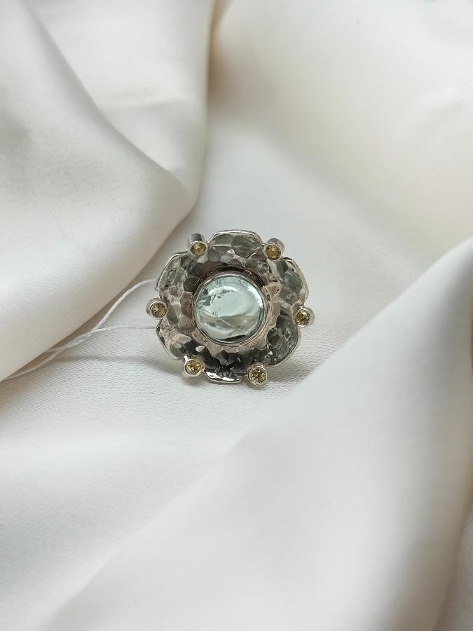 купить Кольцо из серебра с аквамарином,16 размер  , фото 5