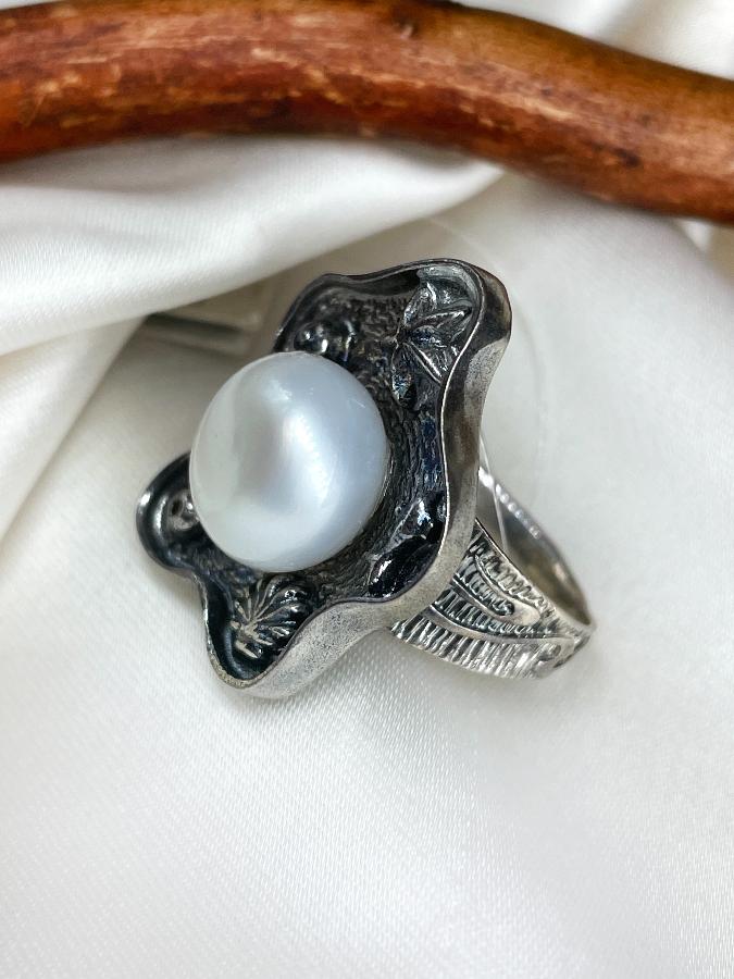 купить Кольцо из серебра с жемчугом, 17,5 размер  , фото 2