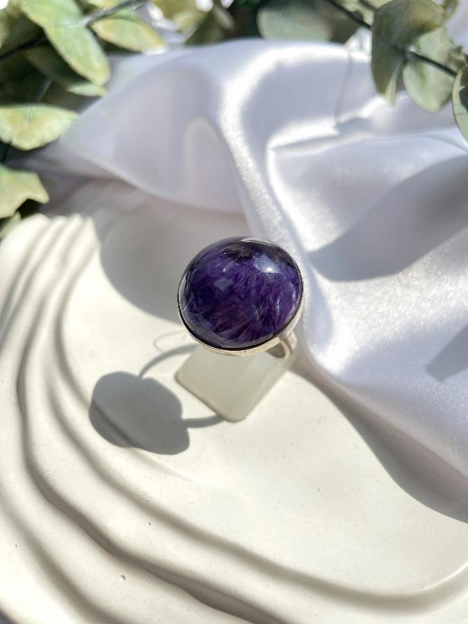 купить Кольцо из серебра с чароитом, 18,0 размер  , фото 1