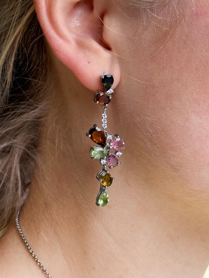 Серьги из серебра с турмалином  U-3714, фото 5