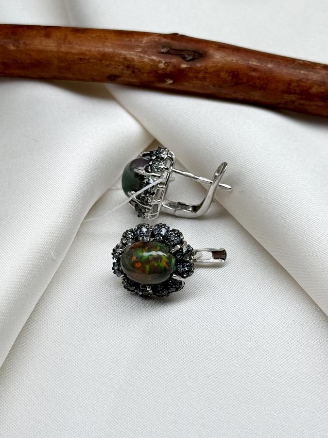 Серьги из серебра с благородным опалом    U-4068, фото 4