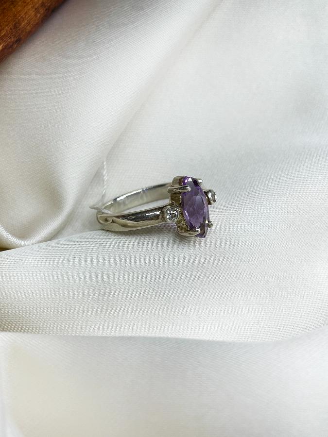 Кольцо из серебра с аметистом,16 размер U-2732, фото 3