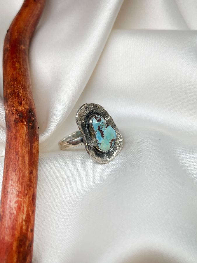 купить Кольцо из серебра с бирюзой,16 размер , фото 2