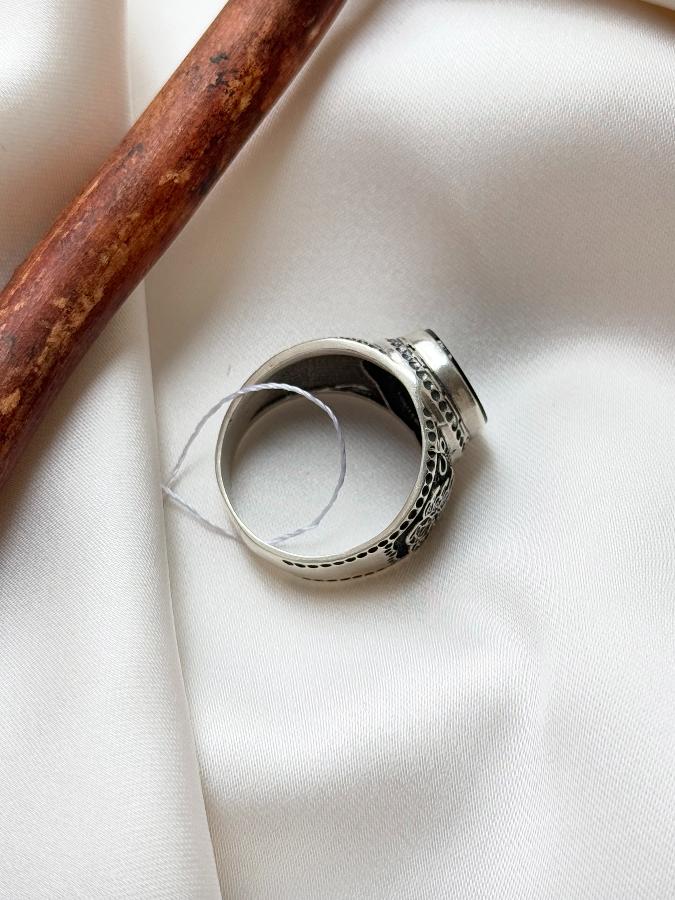 купить Кольцо-печатка из серебра с агатом, 19,5 размер , фото 4