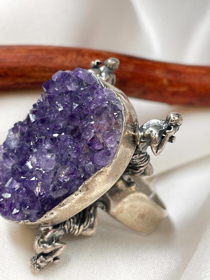 купить Кольцо из серебра с аметистом,19 размер  , фото 4