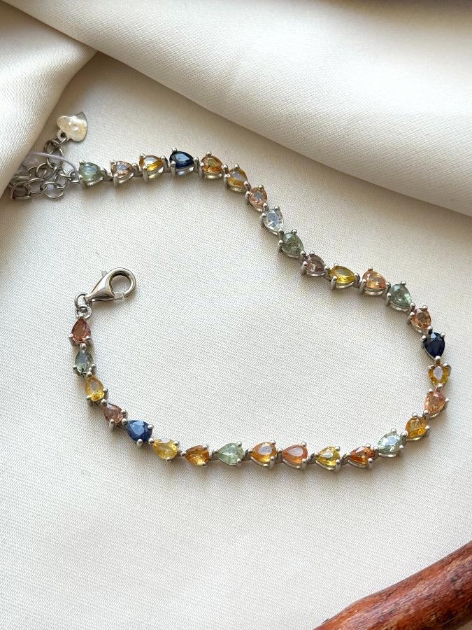 купить Браслет из серебра с разноцветными сапфирами , фото 1