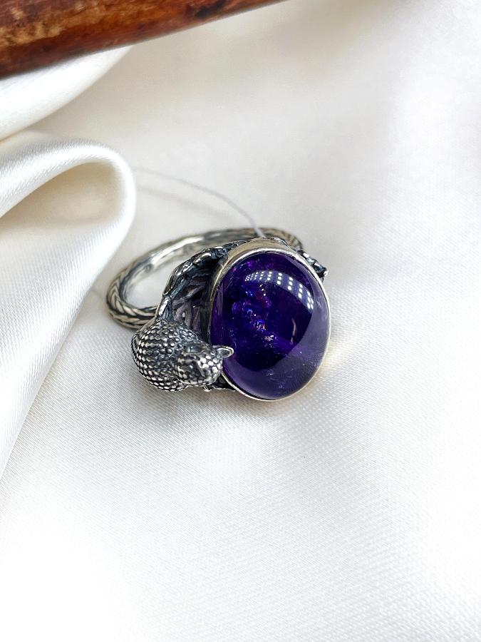 Кольцо из серебра с аметистом, 17 размер  U-1820, фото 4