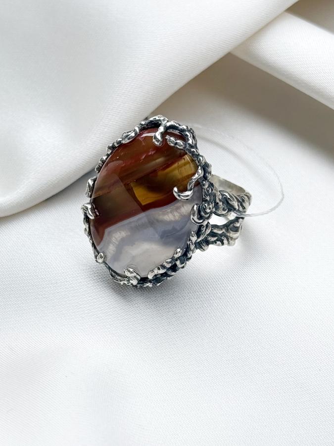 купить Кольцо из серебра с агатом,18 размер , фото 1