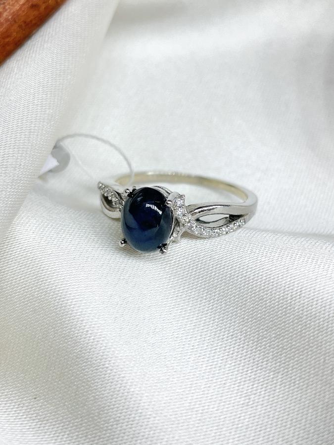 купить Кольцо из серебра с звездчатым сапфиром, 17,5 размер , фото 1