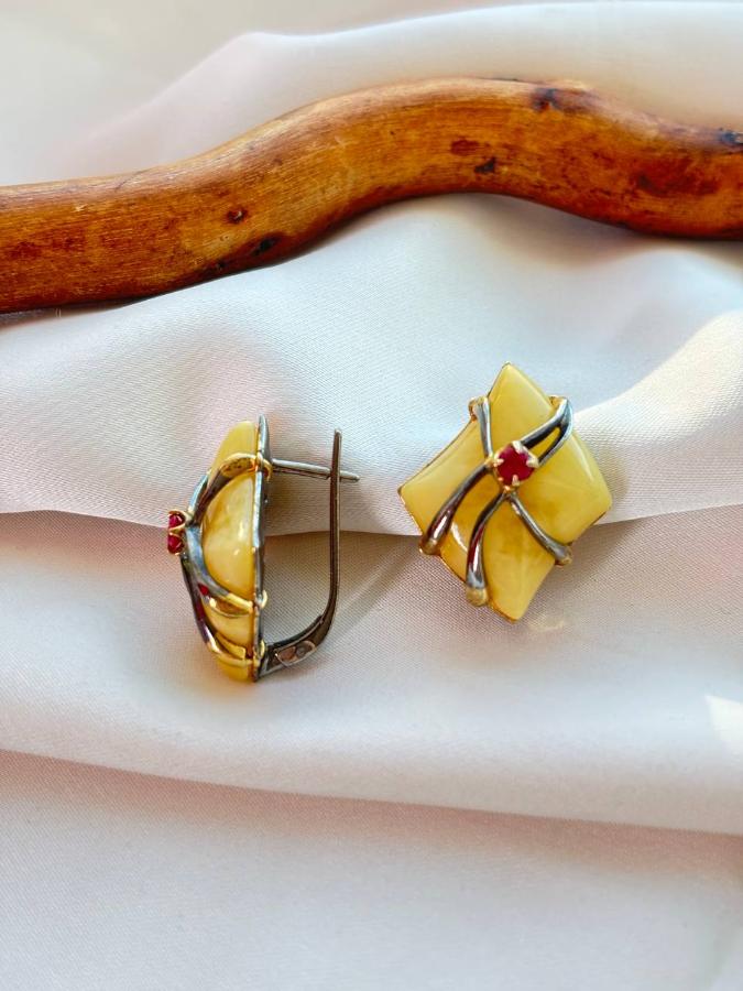 купить Серьги из серебра с янтарем , фото 1