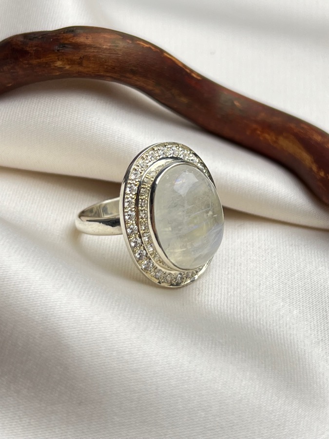 Кольцо из серебра с лунным камнем, 16,5 размер U-1506, фото 3