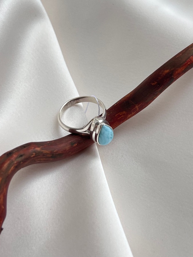 Кольцо из серебра с ларимаром, 17,25 размер U-1440, фото 2