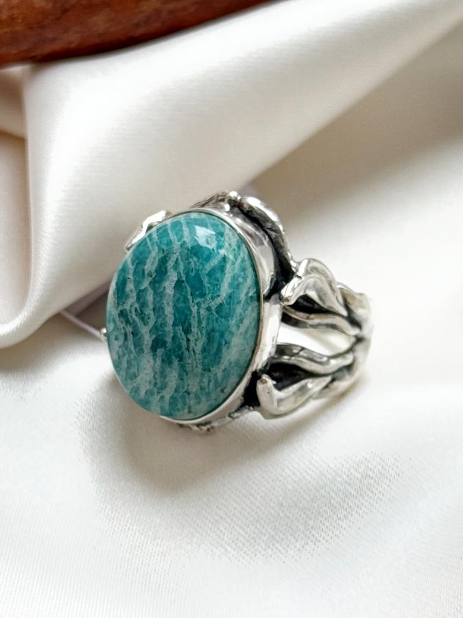 Кольцо из серебра с амазонитом,19 размер  U-4051, фото 1