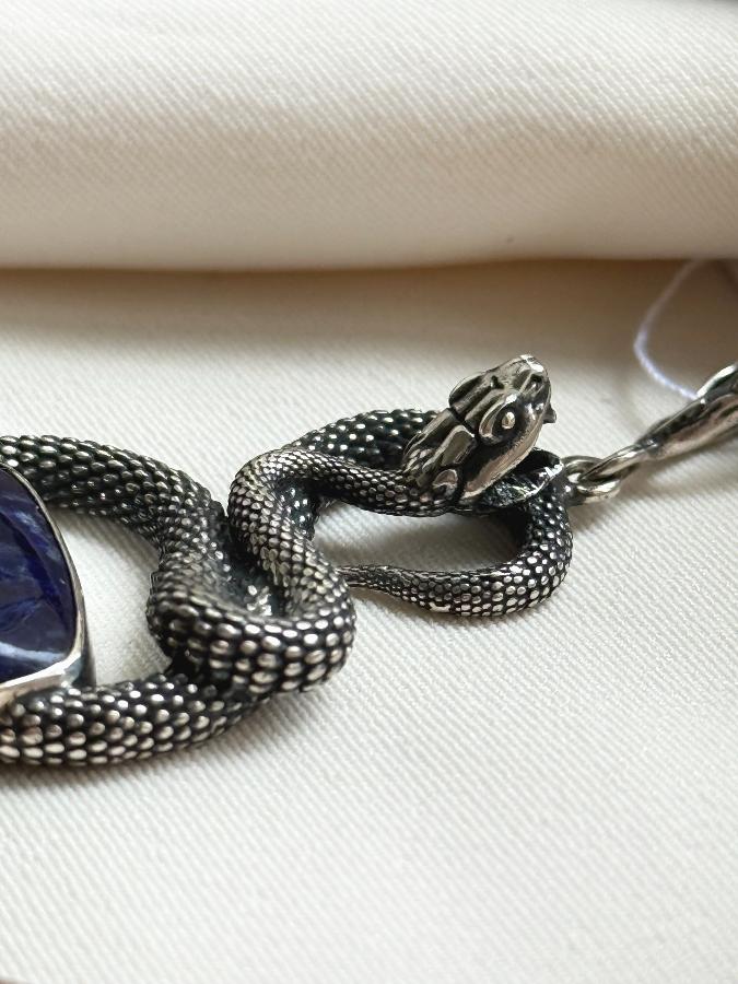 купить Кулон из серебра с лазуритом в форме змеи , фото 3