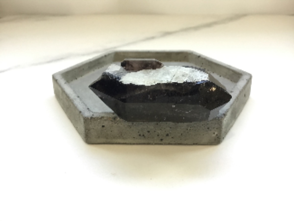 Морион, кристалл двухглавик с кальцитом 5,8 см х 2,4 см х 2,8 см KR-0020, фото 2