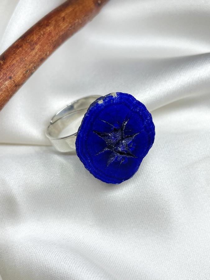 купить Кольцо из серебра с азуритом, 19,5 размер , фото 3