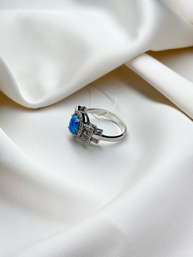 купить Кольцо из серебра с опалом (искусственный), 18,7 размер , фото 2