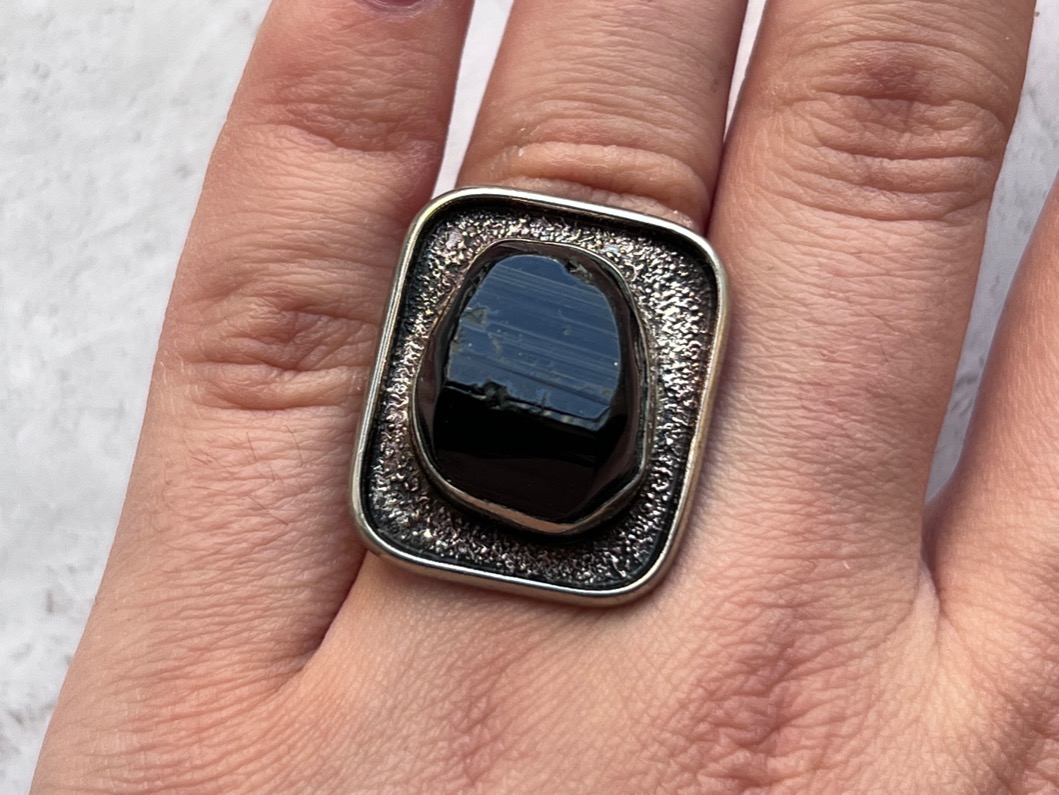 Кольцо с шерлом (чёрный турмалин), 18 размер KL-0984, фото 5