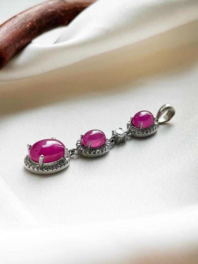 Кулон из серебра с рубином (красный корунд)  U-2343, фото 2