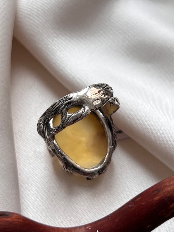Кольцо из серебра с янтарём, 18 размер U-81, фото 4