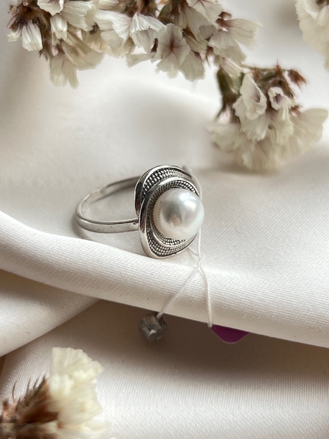 Кольцо из серебра с жемчугом, 17,5 размер 51827S1, фото 4