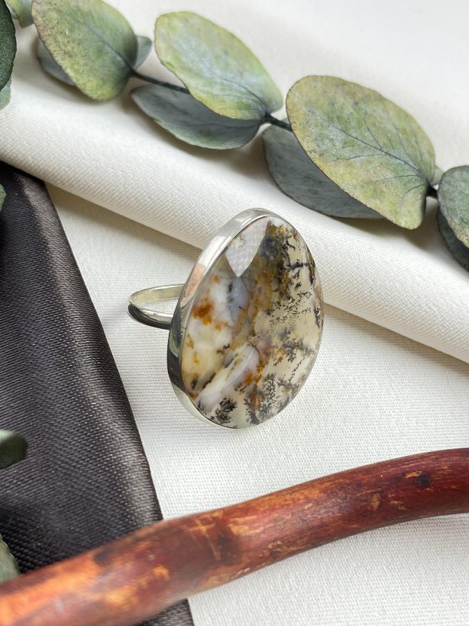 купить Кольцо с моховым агатом, 18,5 размер  , фото 4